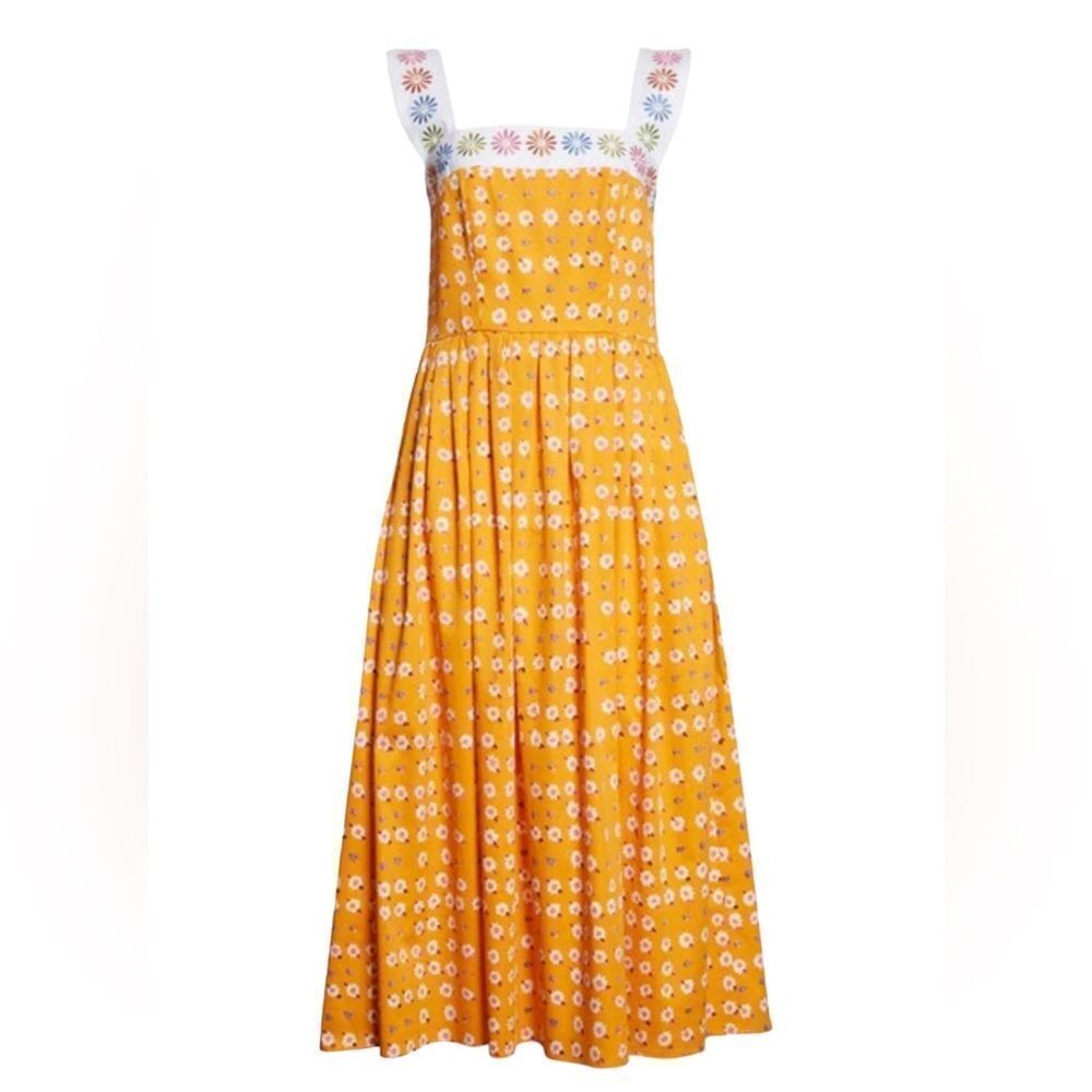Autumn Adeigbo Orange and White Smocked Tiered Sundress